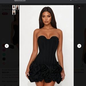 Fashion Nova Black Strapless Ruffle Hem Sweetheart Top Dress